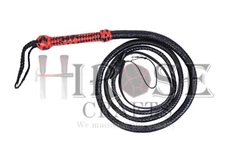 Professional-grade, heavy-duty, 6-foot leather bullwhip with  distinctive design