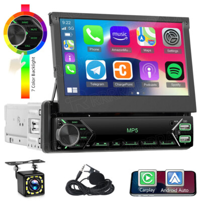7'' 1 DIN Flip Out Autoradio mit Kamera Wireless Carplay Android Auto MP5 Player