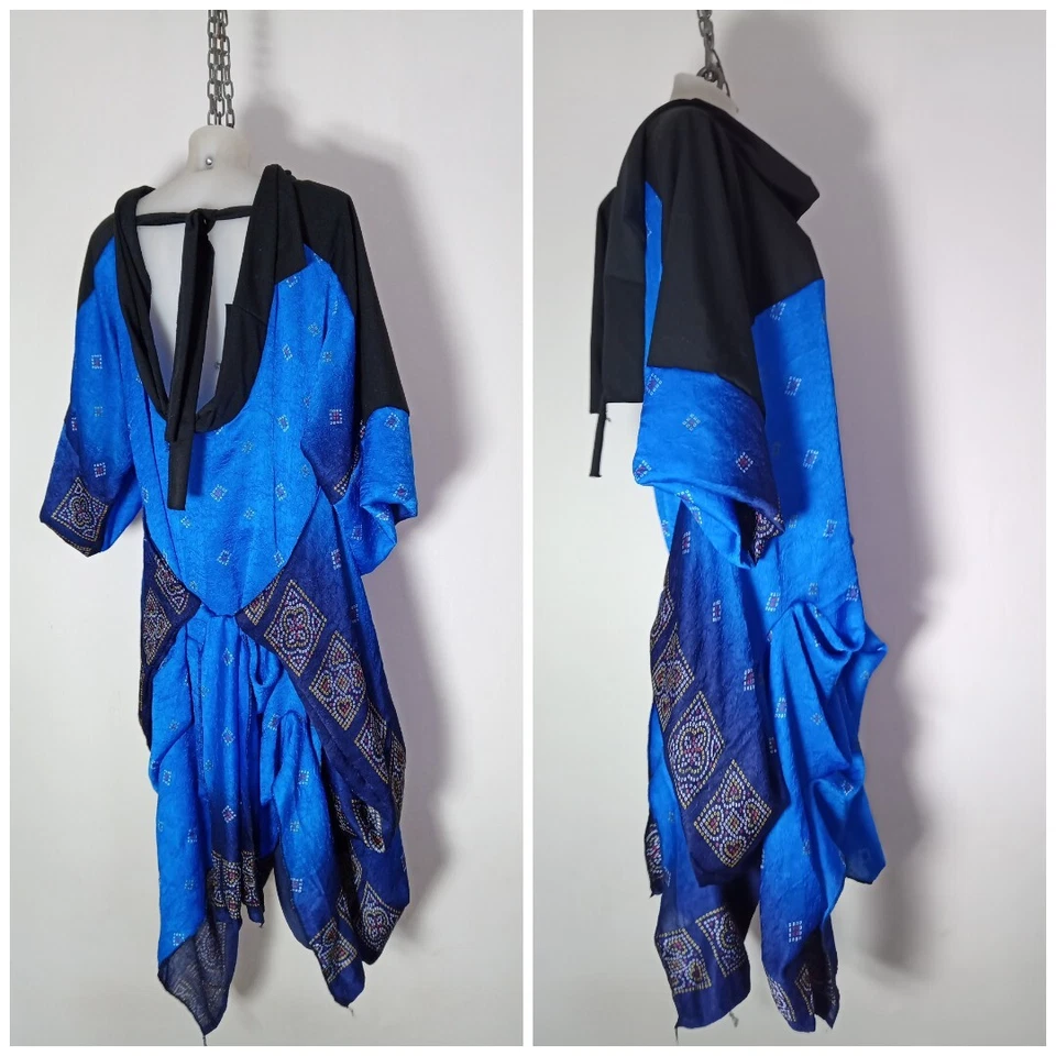 NEW BESPOKE HANDMADE KIMONO DRESS ONE SIZE LAGENLOOK KAFTAN WEARABLE ART BOHO - Image 4 of 4
