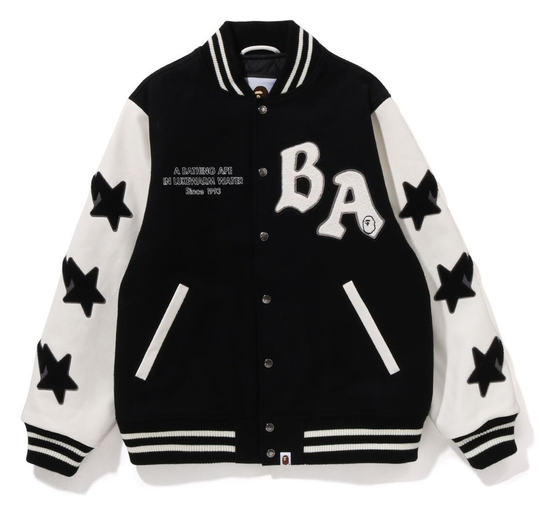 A BATHING APE Men's A BATHING APE RELAXED VARSITY JACKET A BATHING APE Men's A BATHING APE RELAXED VARSITY JACKET