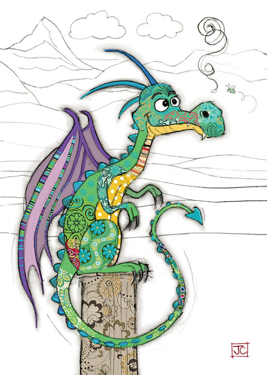 Duncan Dragon Kooks Gold Foil Embossed Blank Card Bug Art Birthday Celebrations