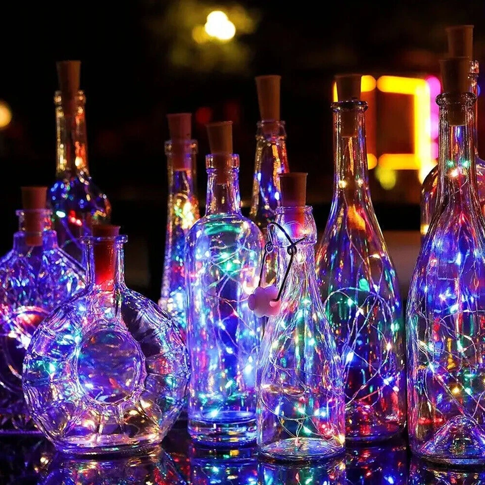 2M 20 LED Solar Wine Bottle Cork Shaped String Fairy Light Night Lamp Party Gift - Image 4 of 4