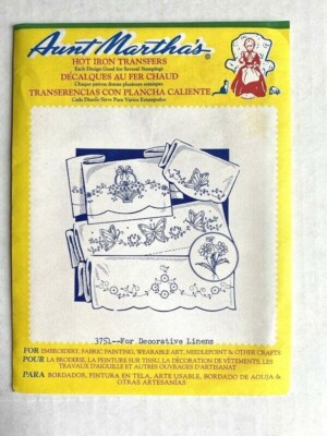 Aunt Martha's Hot Iron Embroidery Transfers - Decorative Linens Pattern Set