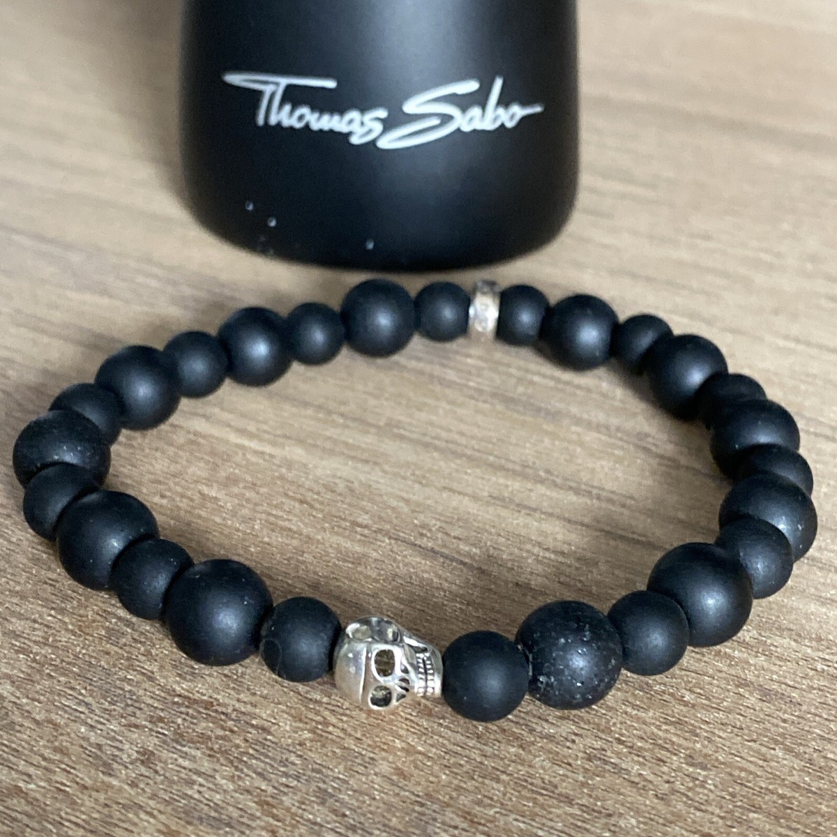 Thomas Sabo Skull Matted Beaded Bracelet Unisex Hallmarked Size 18