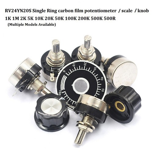 TWTADE / 2 stks rv24yn20s b103 10k ohm Single Turn Rotary Carbon Lineaire Variabele Potentiometer, Gebruikt voor Inverter Speed Regulation. Motor Speed Control 2 stks A03 knop 2 stuks wijzerplaten