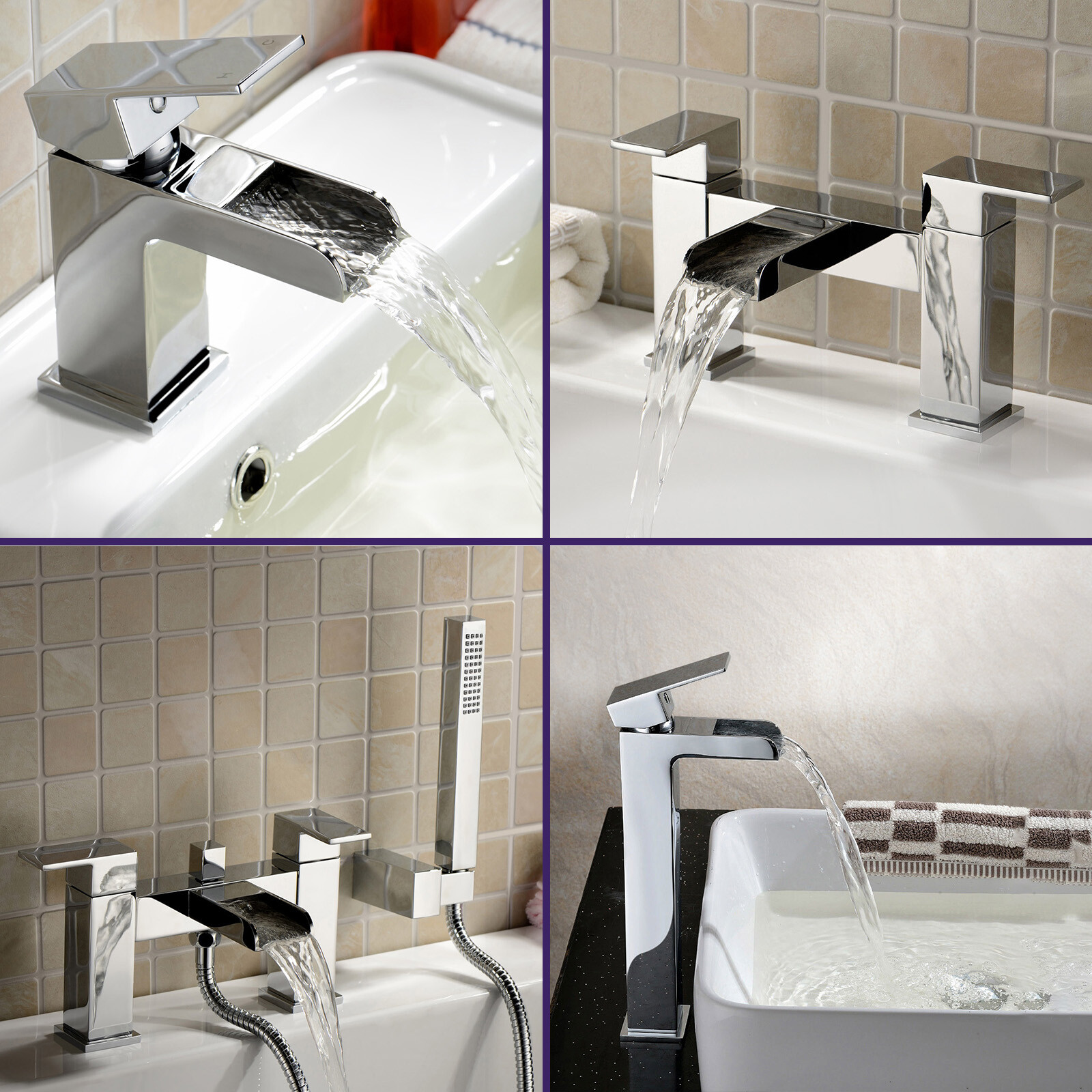 Ozone Bathroom Taps Deck Waterfall Tap Sets Basin Mono Bath Filler ...