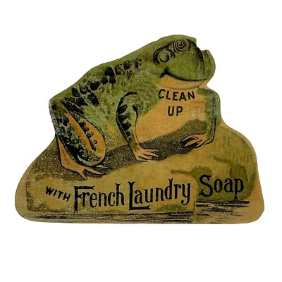French Laundry Soap - Frog - Kendall MFG - Antique Victorian Die-Cut Trade Card