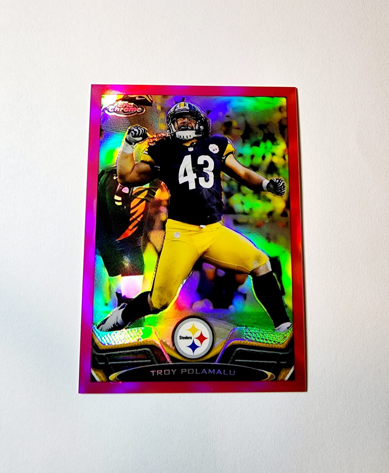 Troy Polamalu 2013 Topps Chrome #123 PINK Refractor /399 HOF Pittsburgh Steelers
