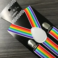 Rainbow Colors Suspender for Adults Men Women Teens Wedding Formal Adjustable 