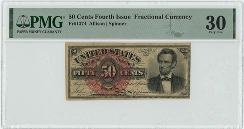 FR.1374 Fractional 50 cents 4th Issue Lincoln PMG VF30 949729-22