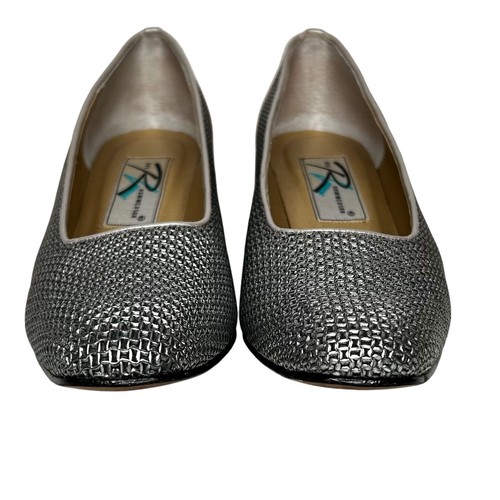 Ros Hommerson Silver Chainlink On Trend Leather Pumps Sz 8.5N - Picture 5 of 13