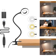 LED Desk Lamp with Clamp 3 Color Modes 10 Brightness Flexible Arm Reading Light