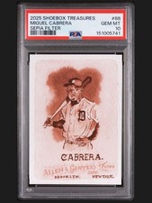 2025 Topps Shoebox Treasures Miguel Cabrera Sepia Filter /50 #88 PSA 10 GEM