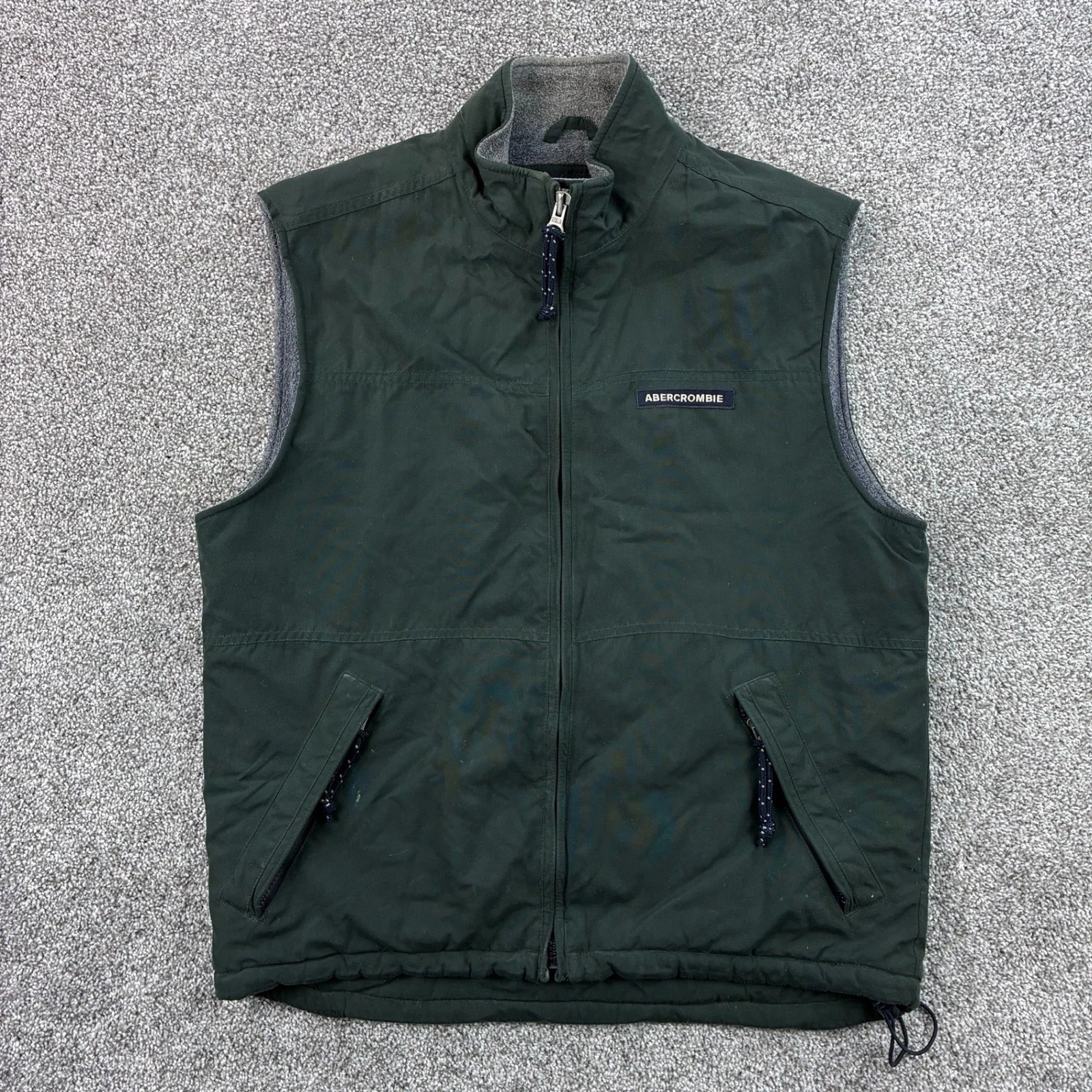 Vintage Y2K Abercrombie & Fitch Vest Mens Small Green Fleece Lined Windbreaker