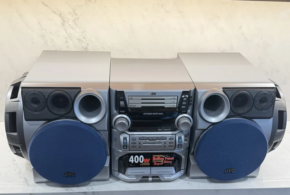 Boombox estéreo JVC MX-J900 (los altavoces de radio CD funcionan. Cinta no reproduce) Foto 2 de 4