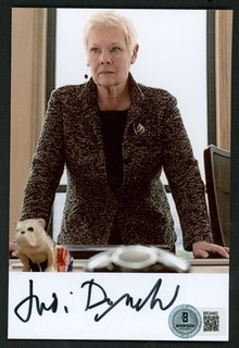 Judi Dench Actress Skyfall Signed 4x6 Photo AUTO BAS Beckett