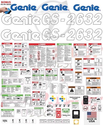 Fits Genie GS-2632 Scissor Lift Decal Kit   Laminated 3M Vinyl / Free Shipping