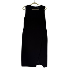 Maggy London Black Sleeveless Wrap Midi Dress Size 14