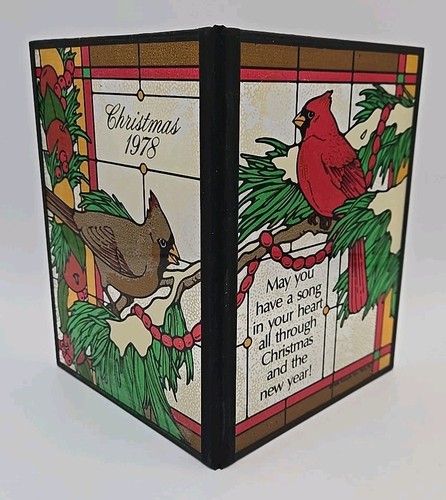 Vintage 1978 Seriglass by Yorkraft #1218 Stained Glass Bi-Fold Birds Cardinal