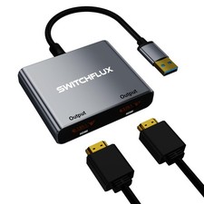 USB to HDMI Adapter, Gold-Plated  Aluminum Shell USB 3.0 to Dual HDMI for D...
