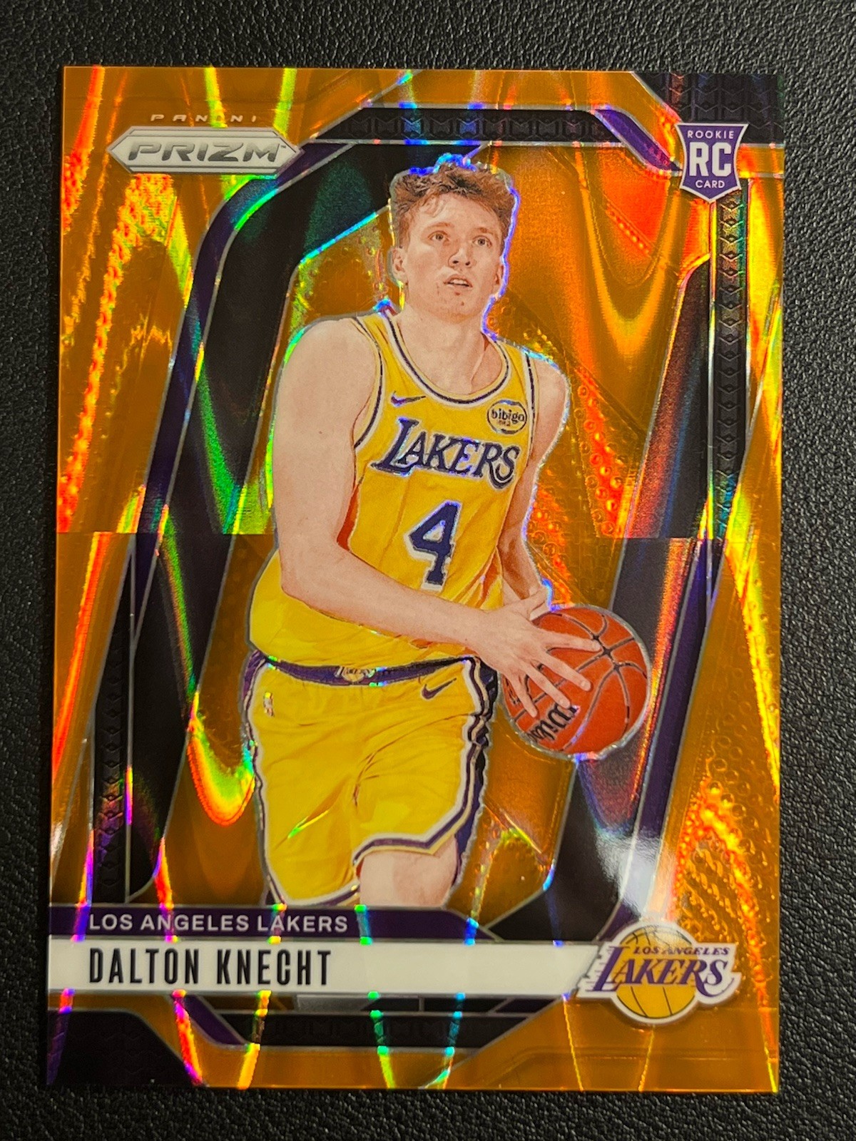 2024-25 Prizm Dalton Knecht #238 (RC) Orange Seismic Prizm #d 092/199 Lakers T