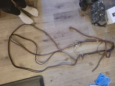 Complete Western Bridle Headstall Bit and Split Reins Soft Leather