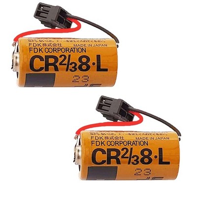  2X Fuji CR2/3 8.L 3V PLC Battery FDK CR2/38.L 2000mAh with Black Head CR2/38L