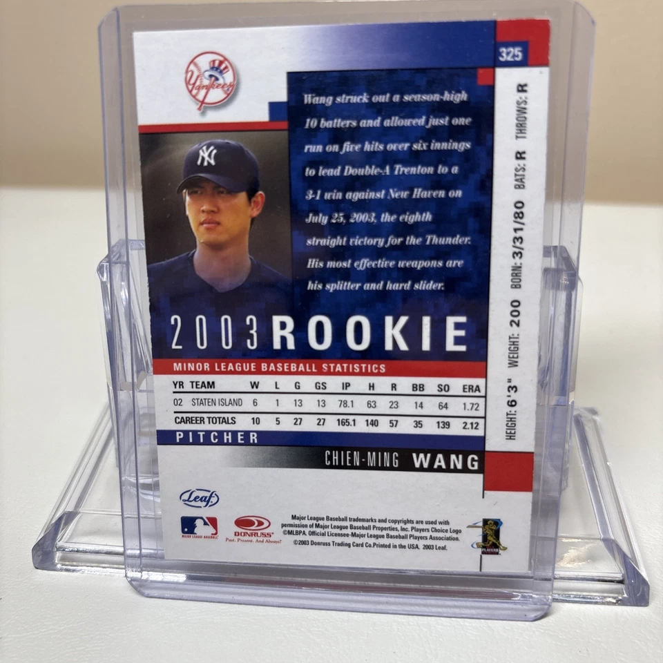 Chein Ming-Wang Leaf 2003 Baseball Auto RC #325 New York Yankees - Image 2 of 2