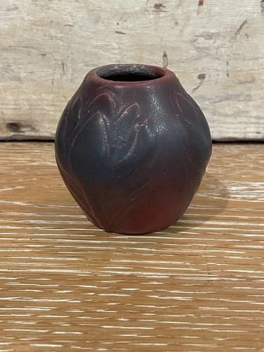 Vintage Van Briggle Mulberry Vase Raised Floral Design 2.75”