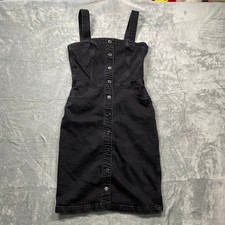 GAP Denim Black Button Front Pinafore Dress Women Size 8