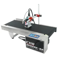 Mini conveyor inkjet printer production date QR code barcode LOGO coding machine