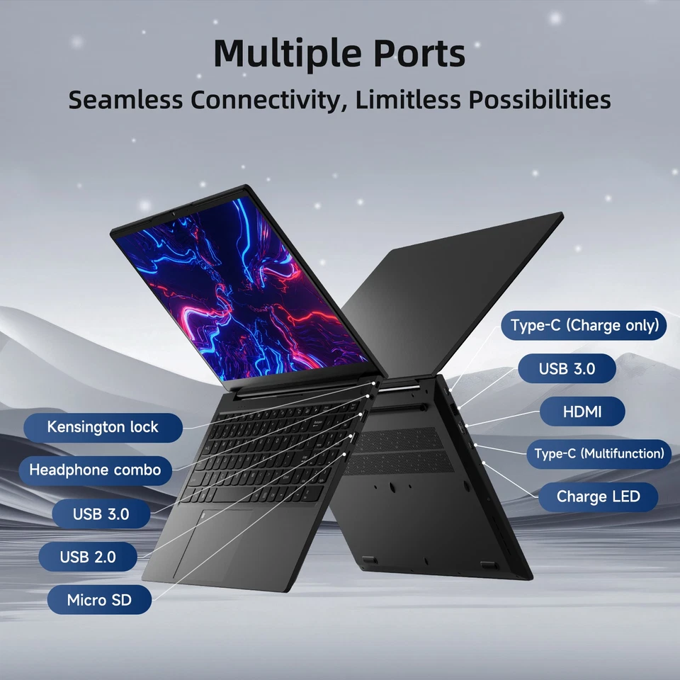 15.6 IPS FHD Laptop Intel Pentium 12th Quad Core N100 Backlit Kb Win11 16GB 1TB - Image 4 of 4