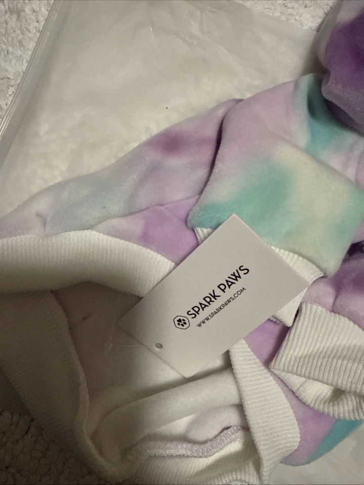 Sudadera con Capucha Spark Paws Perro - Calidad Premium S Nueva Corbata Terciopelo Púrpura Azul Blanco Nueva Foto 3 de 3