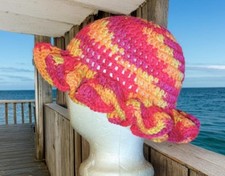Handmade crochet Multi Color hat ruffle