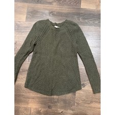 LOFT Women's Olive Green Sparkle Knit Crew Neck Sweater Size S
