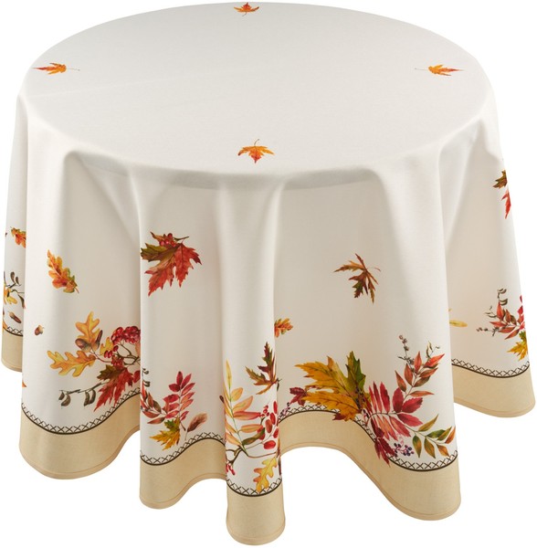 Tischdecke Rund Tafeltuch Weiß Decke Pflegeleicht Unterdecke Herbst 150 Cm Blatt-image