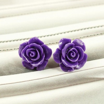 Elegant Design Rose Purple Color Stud Earrings #2