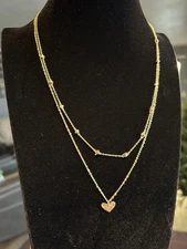Kendra Scott Gold Tone 2 Layered Heart Necklace Adjustable