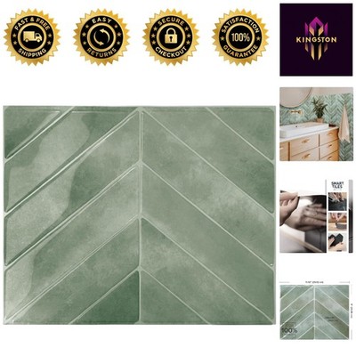 Elegant 3D Peel and Stick Backsplash Tiles - Pack of 5 Sheets in Solna Green