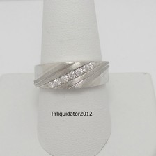 1/4CT MENS NATURAL DIAMOND WEDDING BAND BRIDAL RING 10K WHITE GOLD