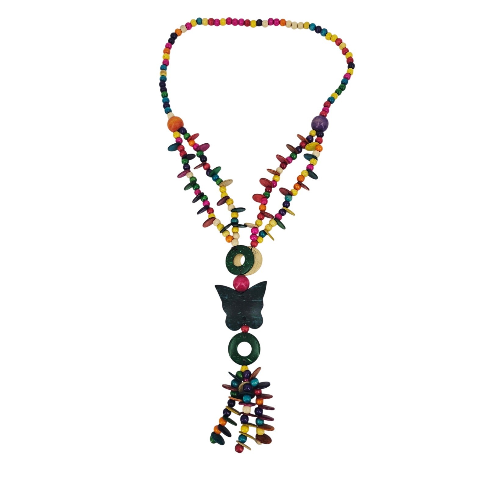 Vintage Coconut Shell Beaded Statement Necklace B… - image 2