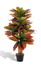 Goplus 40" Artificial Croton Palm Tree Faux Plant in Pot Home Office Indoor Deco