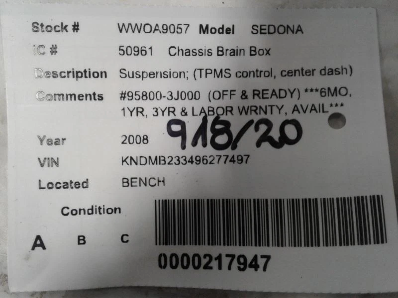Módulo de control de suspensión TPMS 2009-2012 KIA RONDO 95800-3J000 Foto 3 de 3