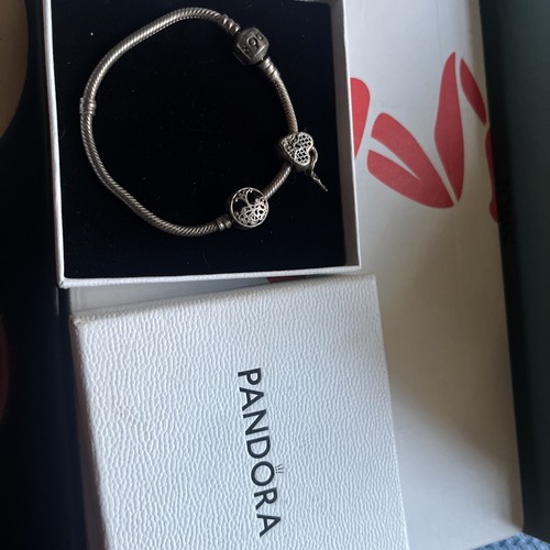 Genuine Silver Pandora Moments Snake Heart Clasp Charm Bracelet 17cm  S925 ALE