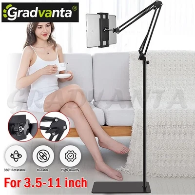 175cm Adjustable Tablet Phone Floor Stand Bed Clip Mount Holder For iPhone iPad - image 1 of 4