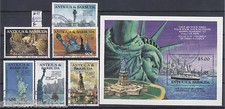 ANTIQUE BARBUDA, Y 809/814 + BL 88 STATUE OF LIBERTY, STATUE OF LIBERTY', USED B62