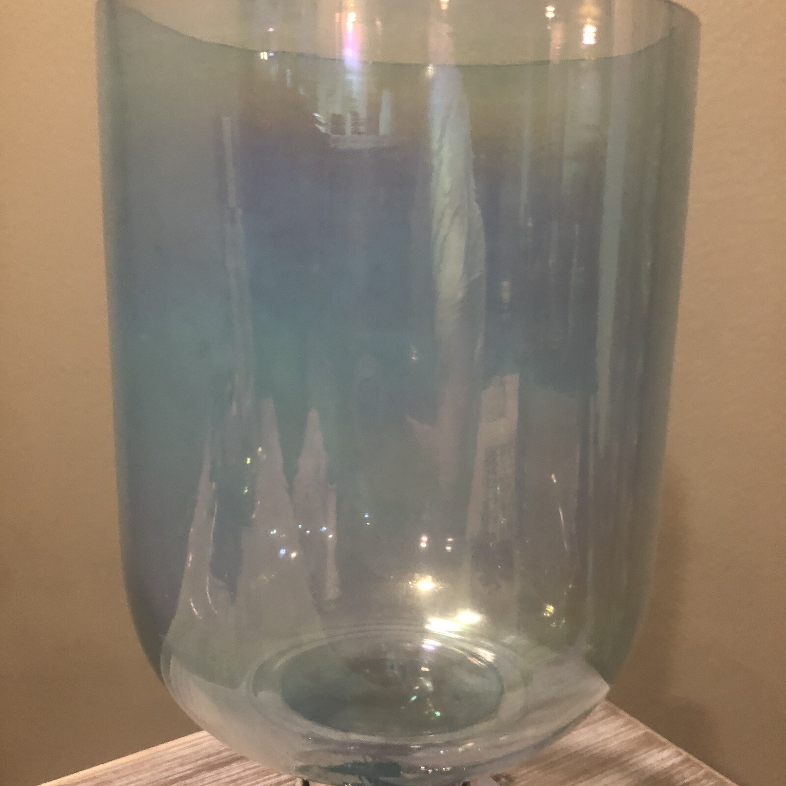 NEW TAHARI HOME Silver & Aqua Blue Decorative Candle Holder.  Beautiful Piece!!