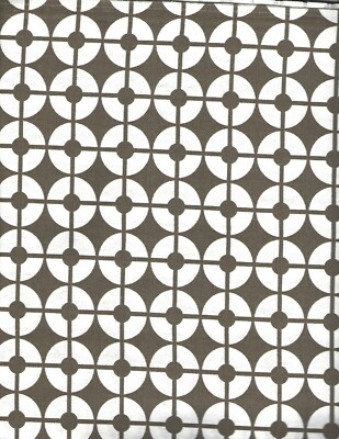 Brown and White Home Dec Fabric w/ White Circle Design 1 1/4 yard cut of Fabric