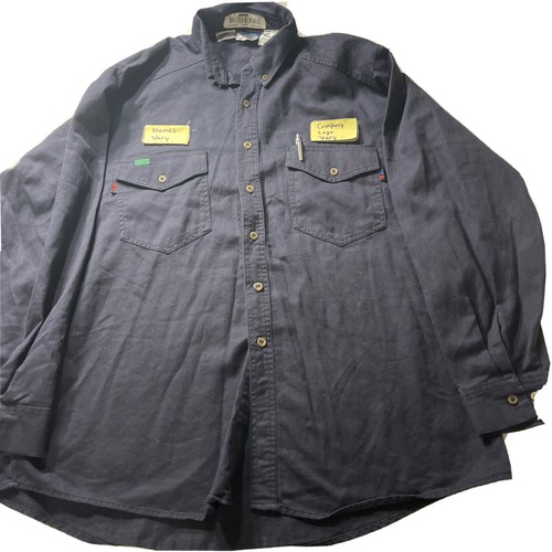Workrite Flame Resistant Mens 2XL Indura Navy Blue LS Work Shirt Excellent J196 - Picture 15 of 17