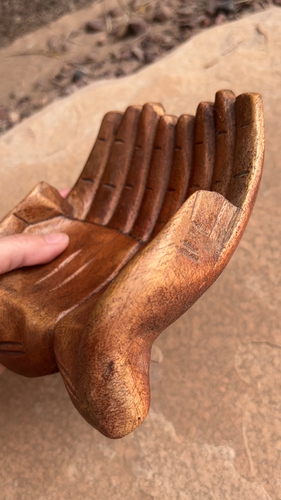 Indonesian Wood Hand Bowls Carved Offering Crystal Alter Holder Decor Spiritual - Video 1 of 1